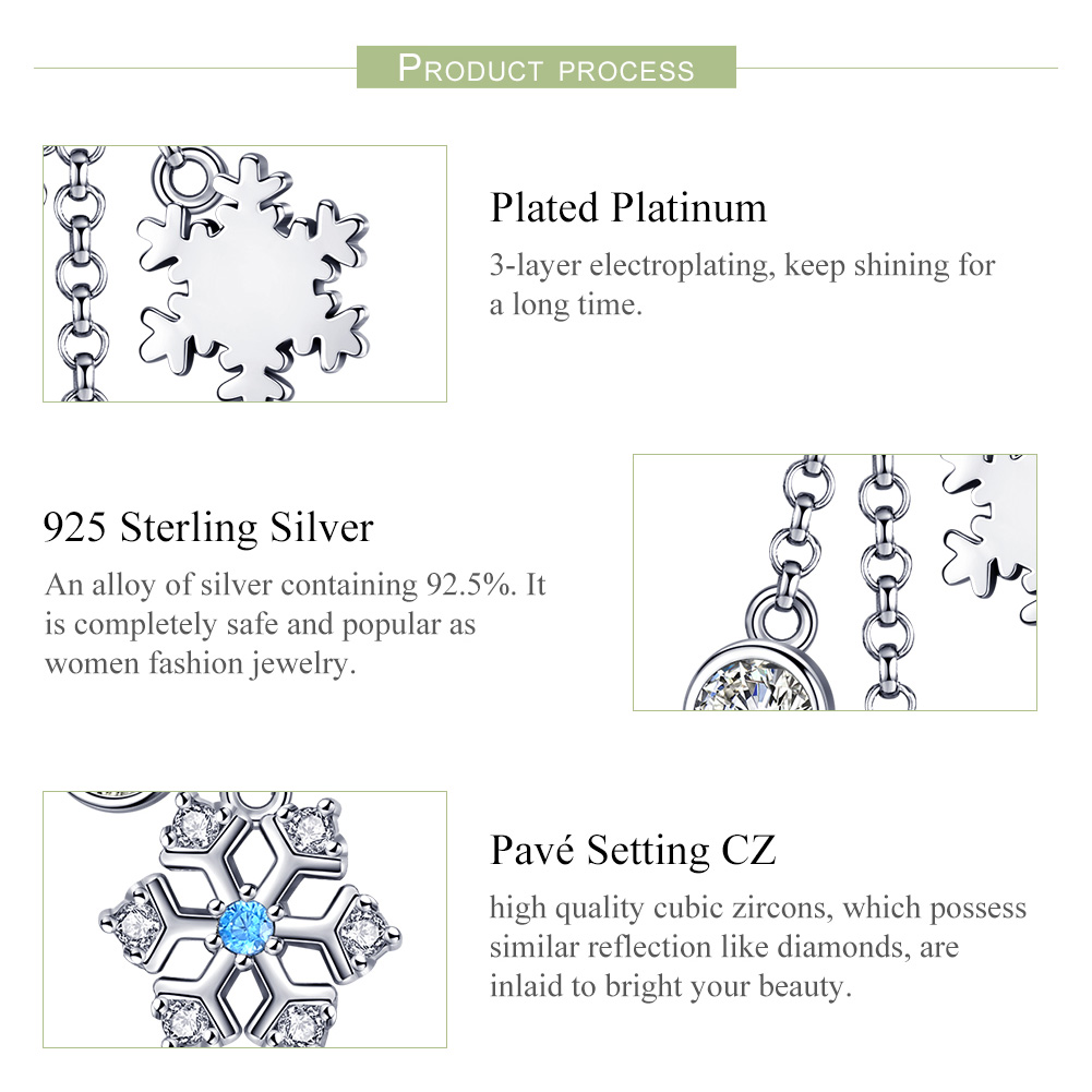 Casual Shiny Snowflake Sterling Silver Inlay Zircon Jewelry Accessories display picture 10