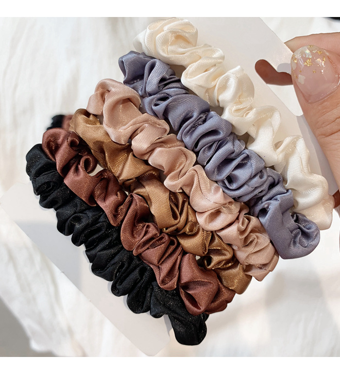 Simple Style Solid Color Cloth Satin Elastic Band Pleated Hair Tie display picture 1