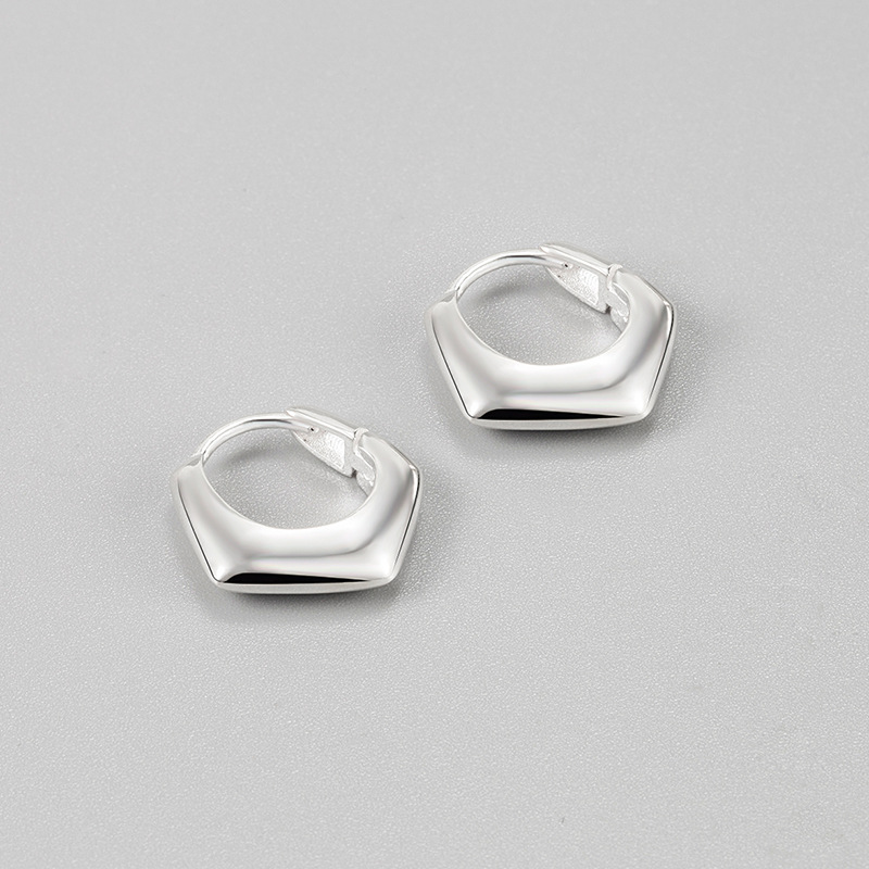 1 Paire Style Simple Rhombe Argent Sterling Des Boucles D'oreilles display picture 2