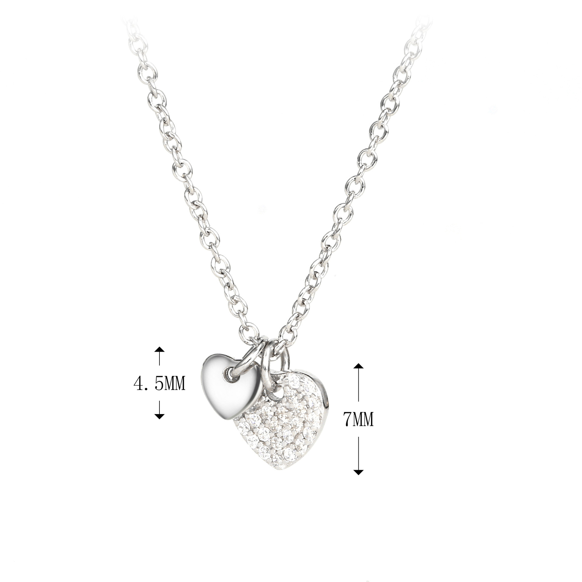 Simple Style Heart Shape Sterling Silver Zircon Pendant Necklace In Bulk display picture 2