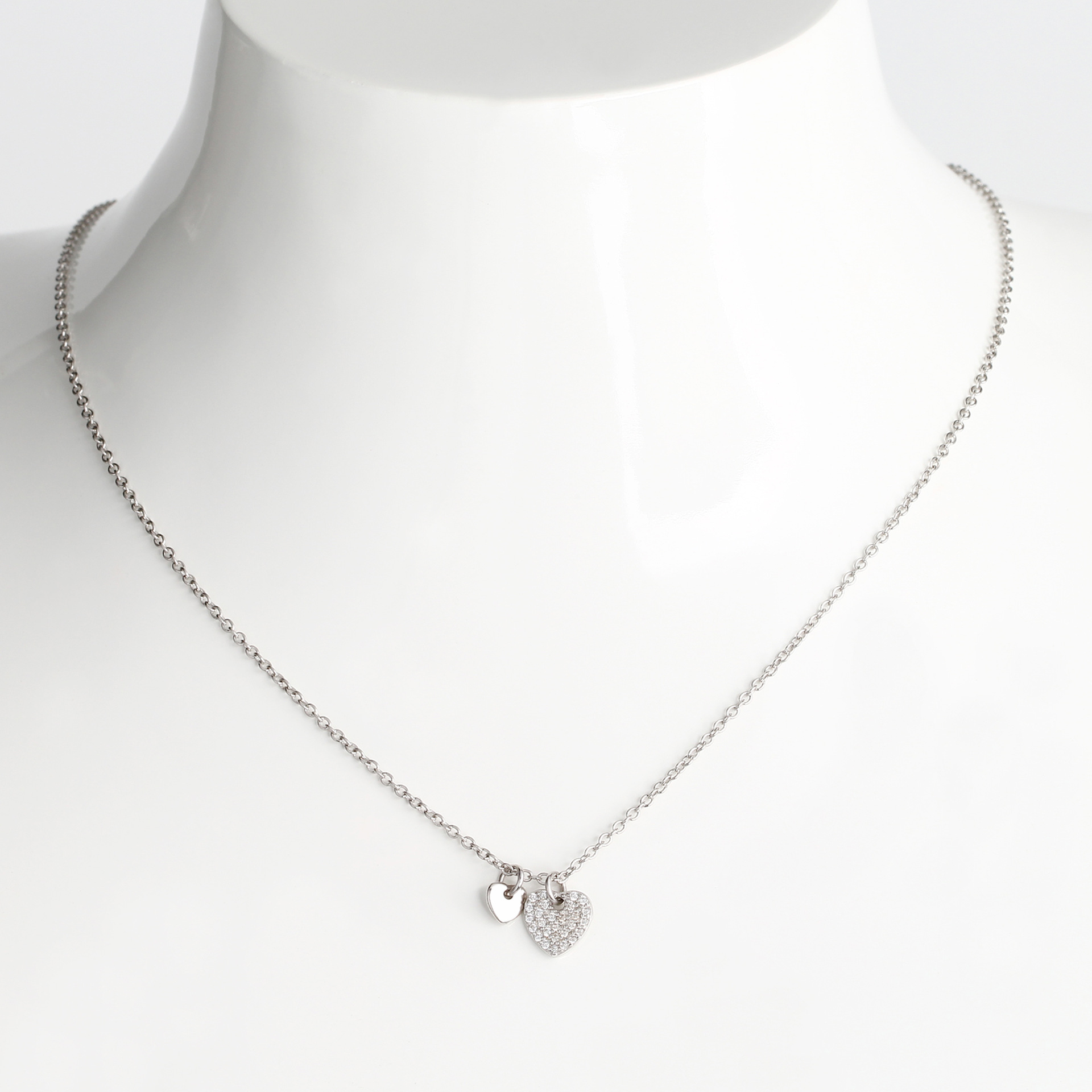 Einfacher Stil Herzform Sterling Silber Zirkon Halskette Mit Anhänger In Masse display picture 5