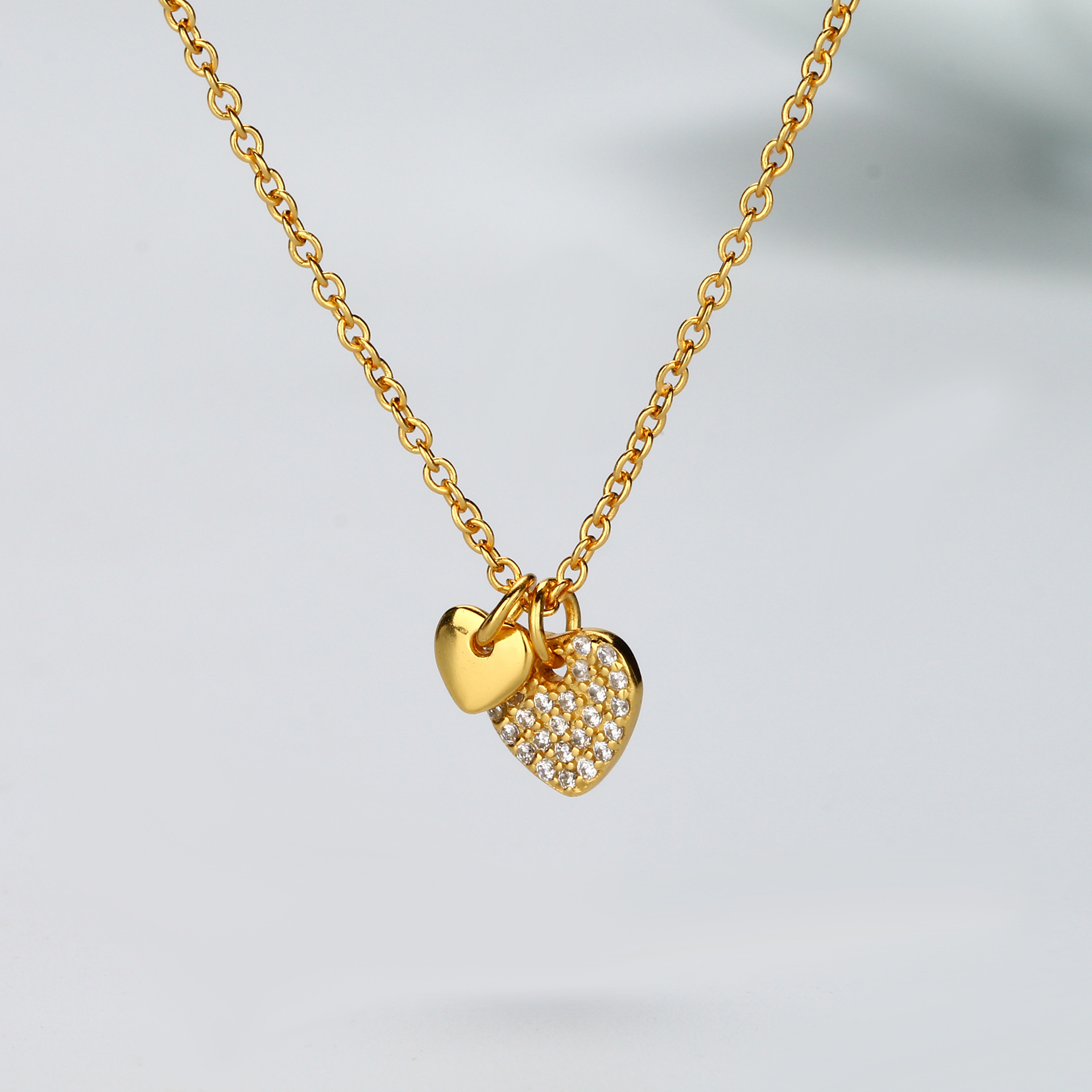 Simple Style Heart Shape Sterling Silver Zircon Pendant Necklace In Bulk display picture 6