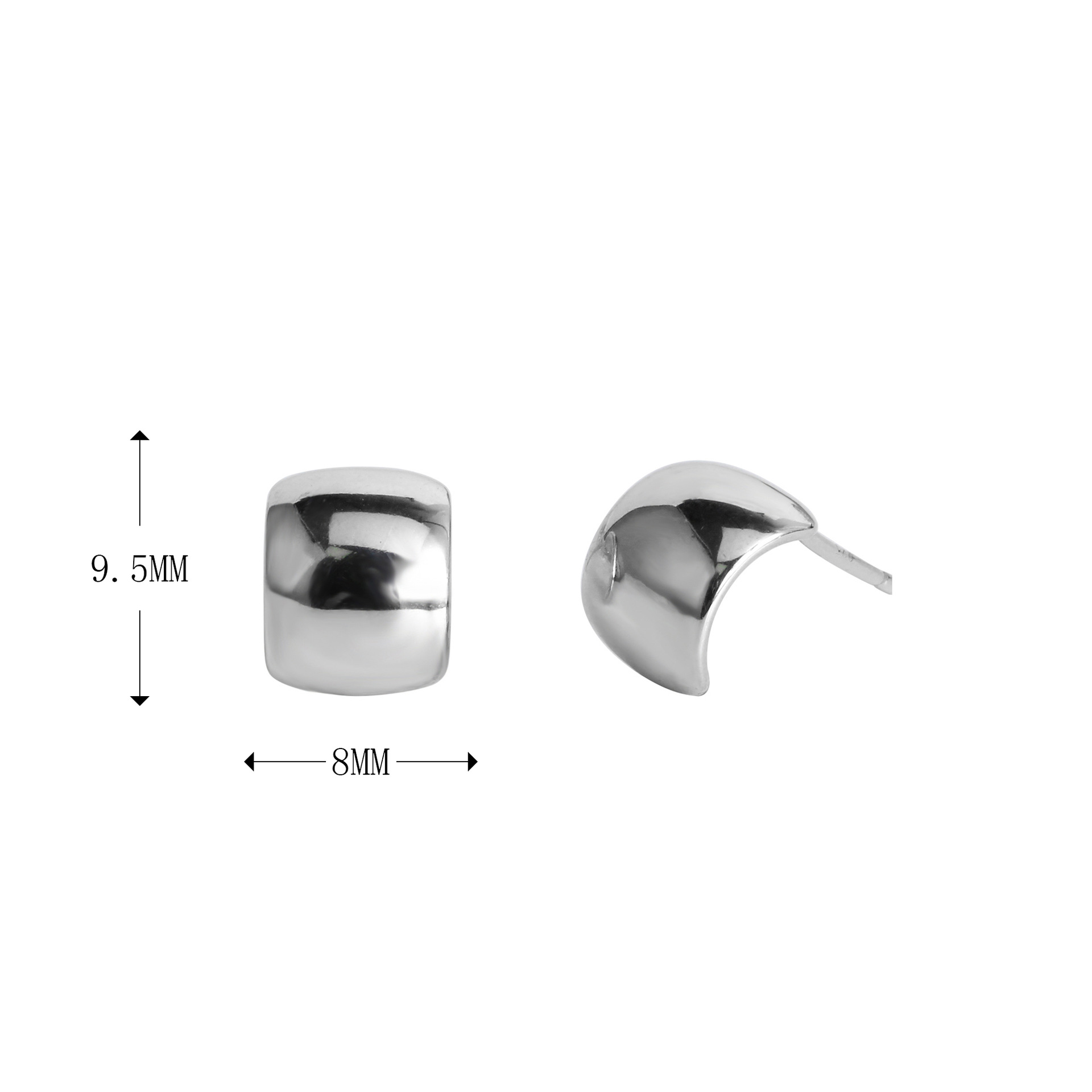 1 Paire Style Simple Forme En U Couleur Unie Placage Argent Sterling Boucles D'oreilles display picture 3