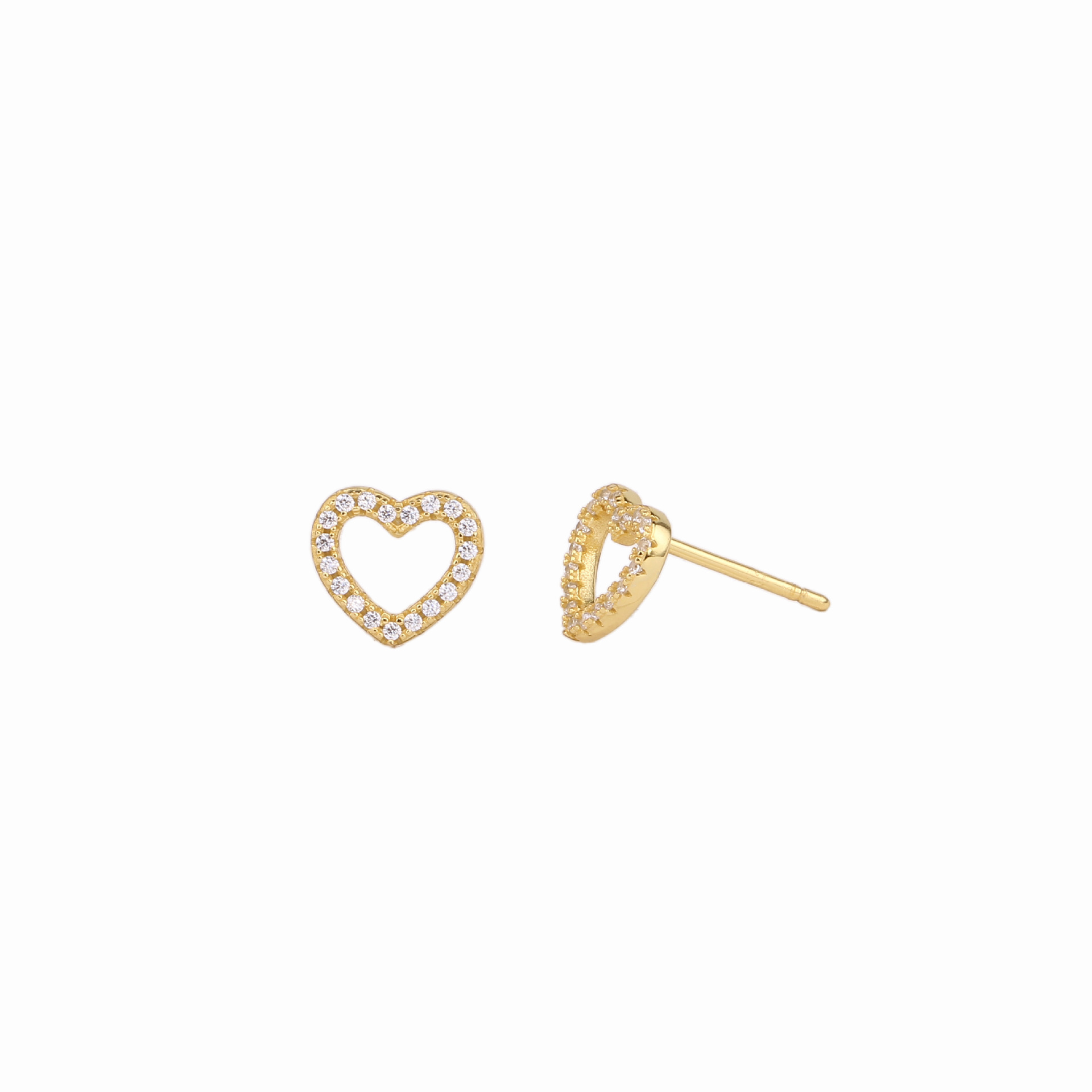 1 Pair Sweet Heart Shape Inlay Sterling Silver Zircon Ear Studs display picture 1