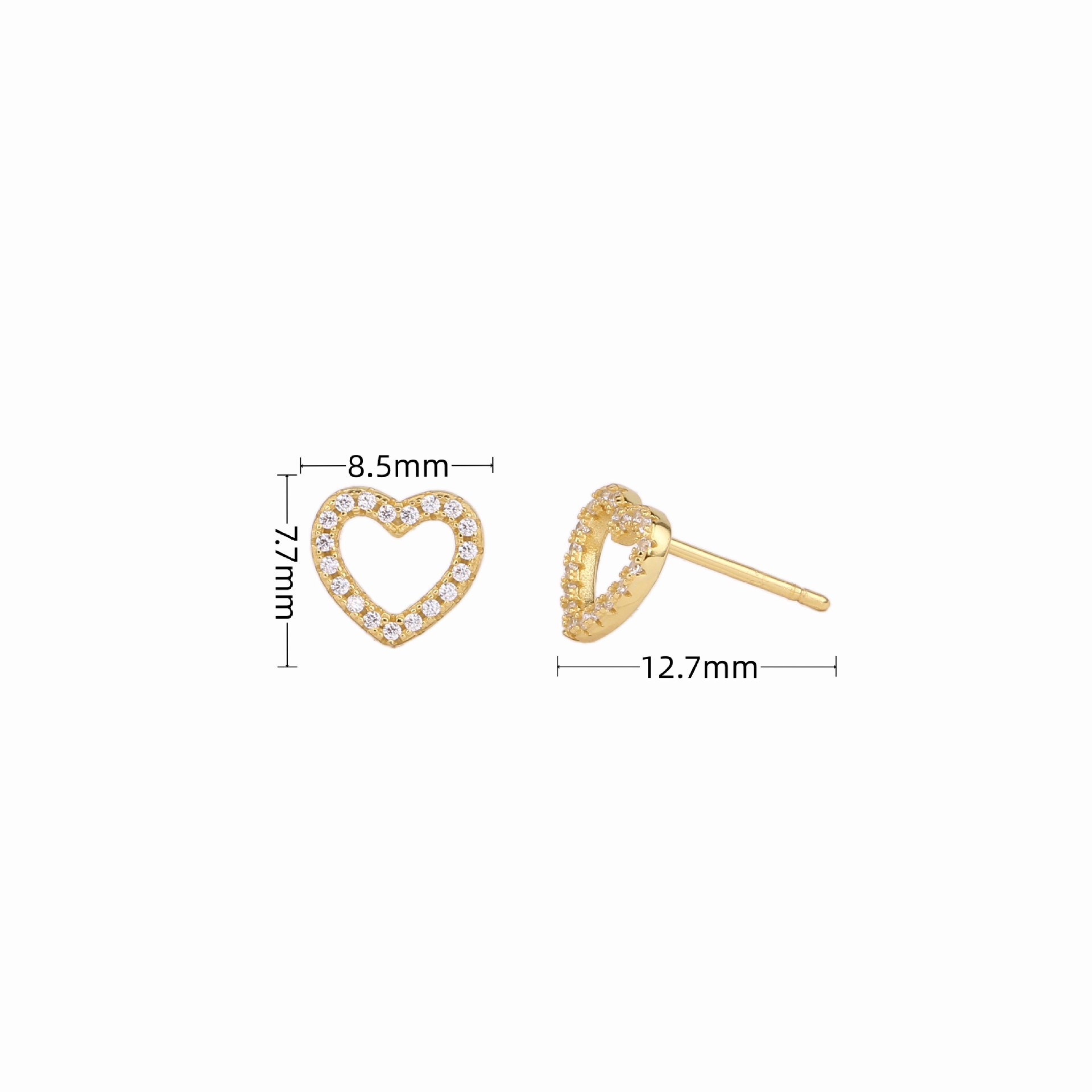 1 Pair Sweet Heart Shape Inlay Sterling Silver Zircon Ear Studs display picture 2