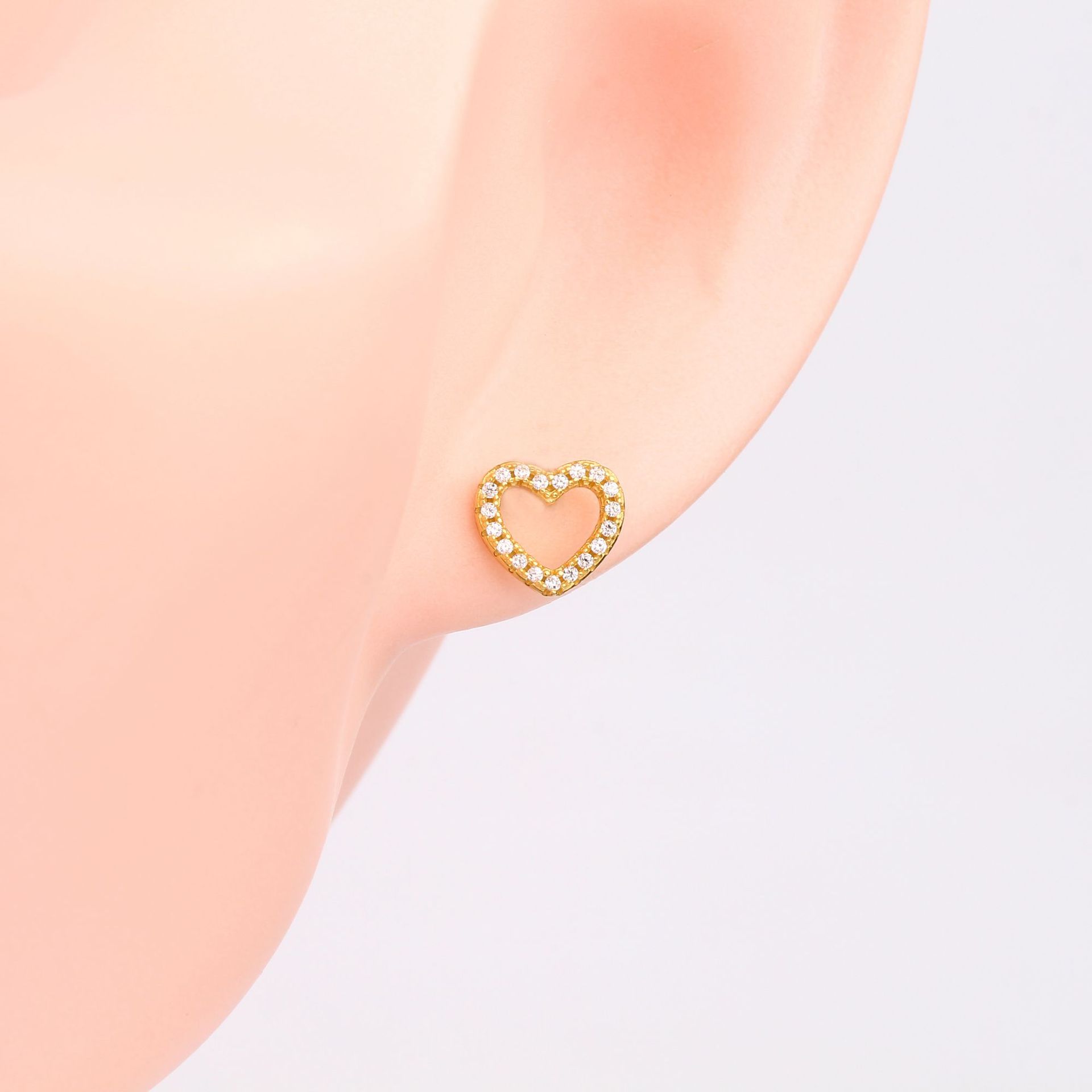 1 Pair Sweet Heart Shape Inlay Sterling Silver Zircon Ear Studs display picture 5
