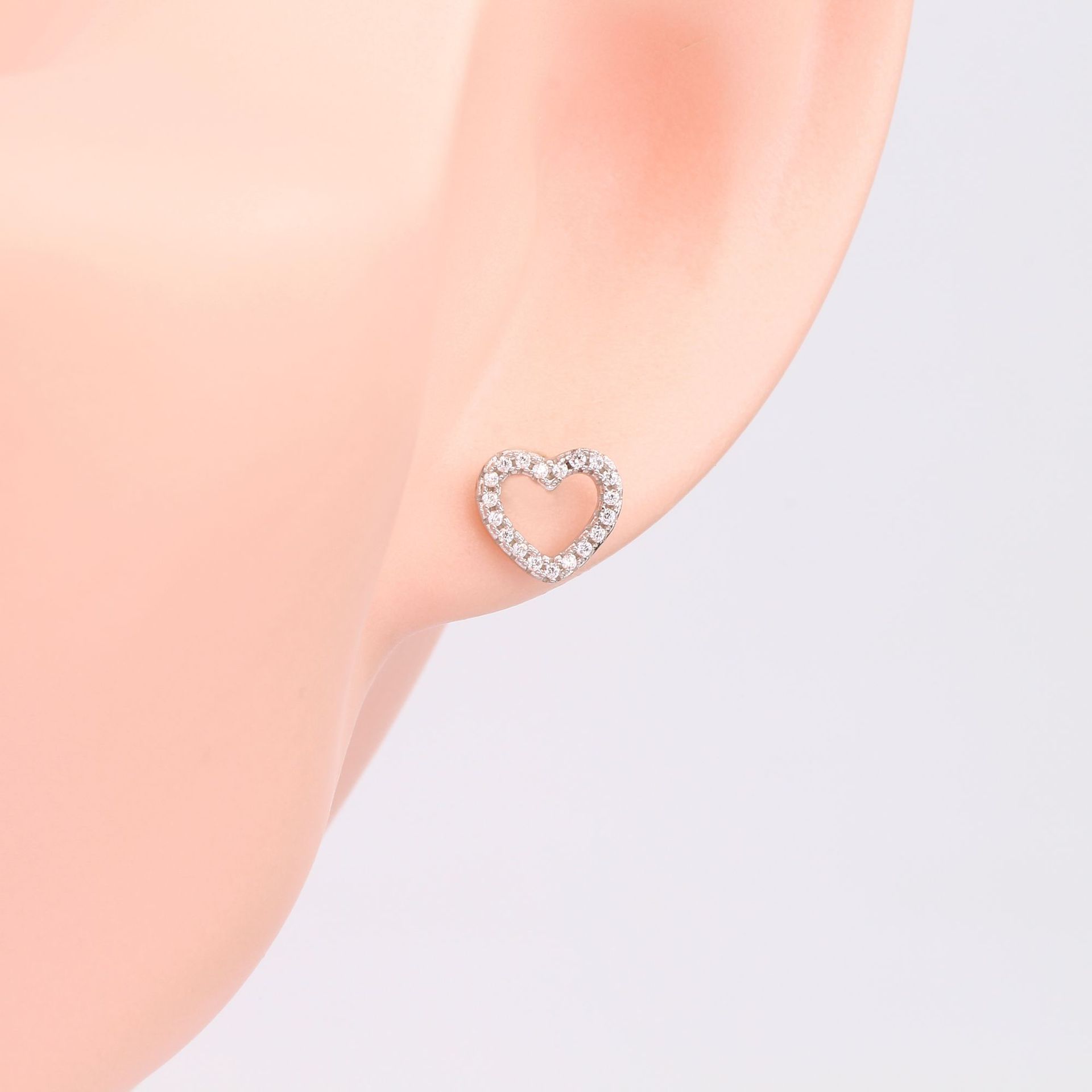 1 Paire Sucré Forme De Cœur Incruster Argent Sterling Zircon Boucles D'Oreilles display picture 6