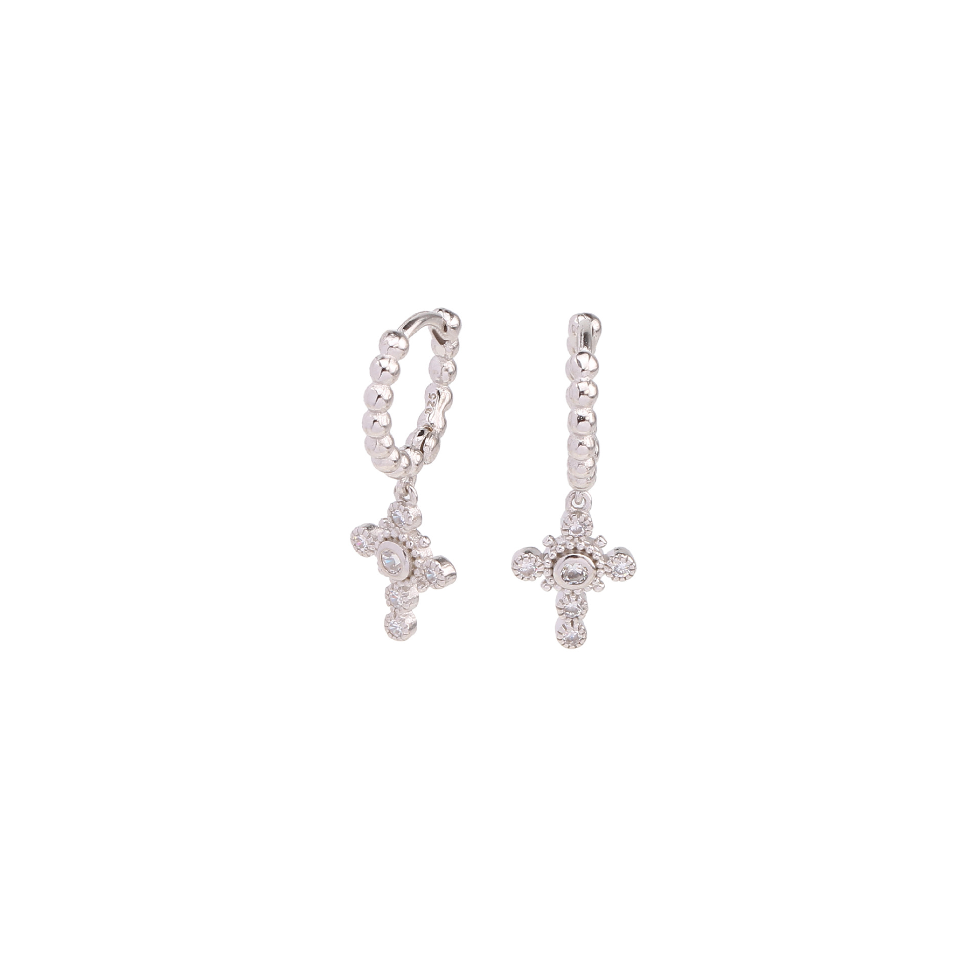1 Pair Simple Style Cross Inlay Sterling Silver Gem Drop Earrings display picture 3