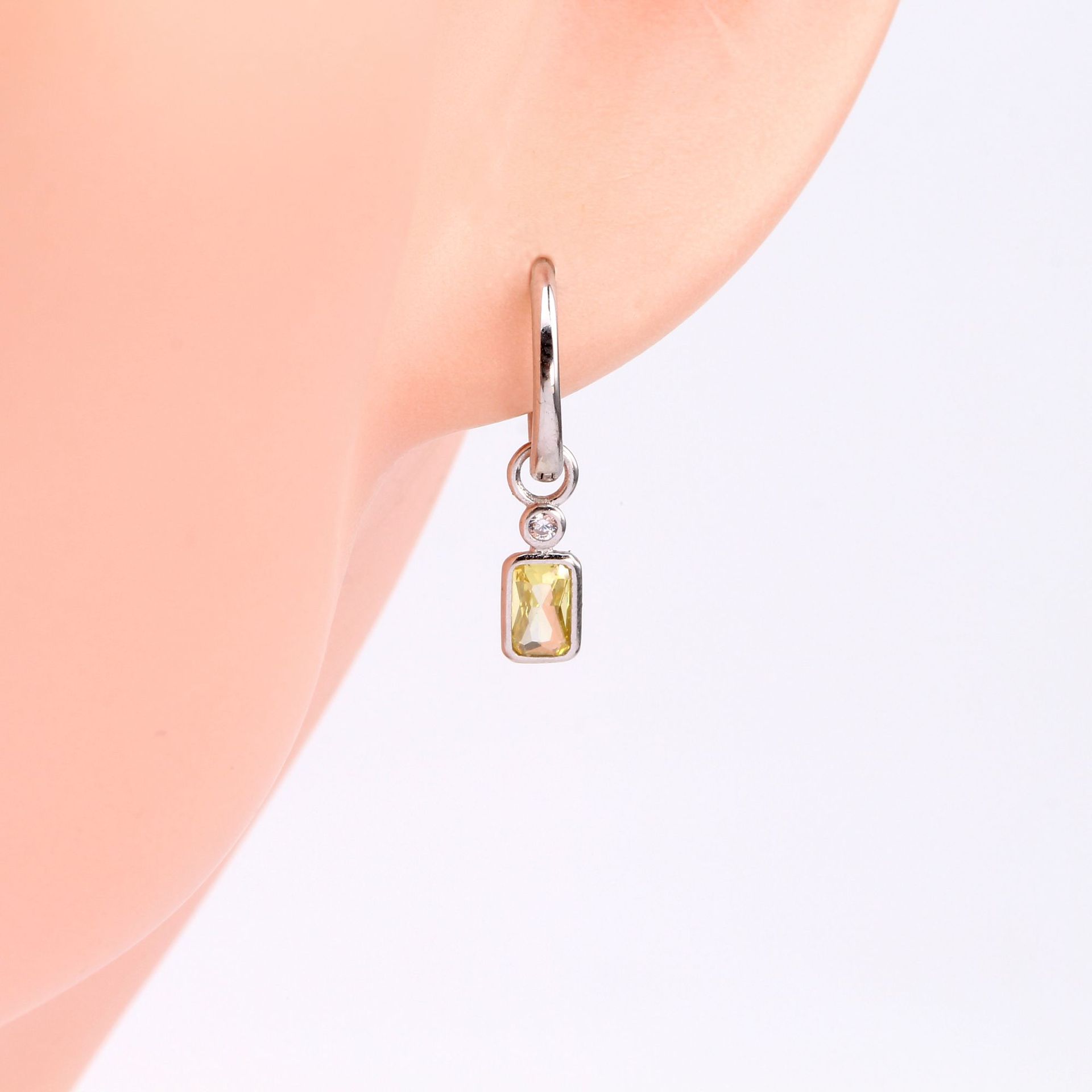 1 Pair Simple Style Square Inlay Sterling Silver Gem Drop Earrings display picture 7