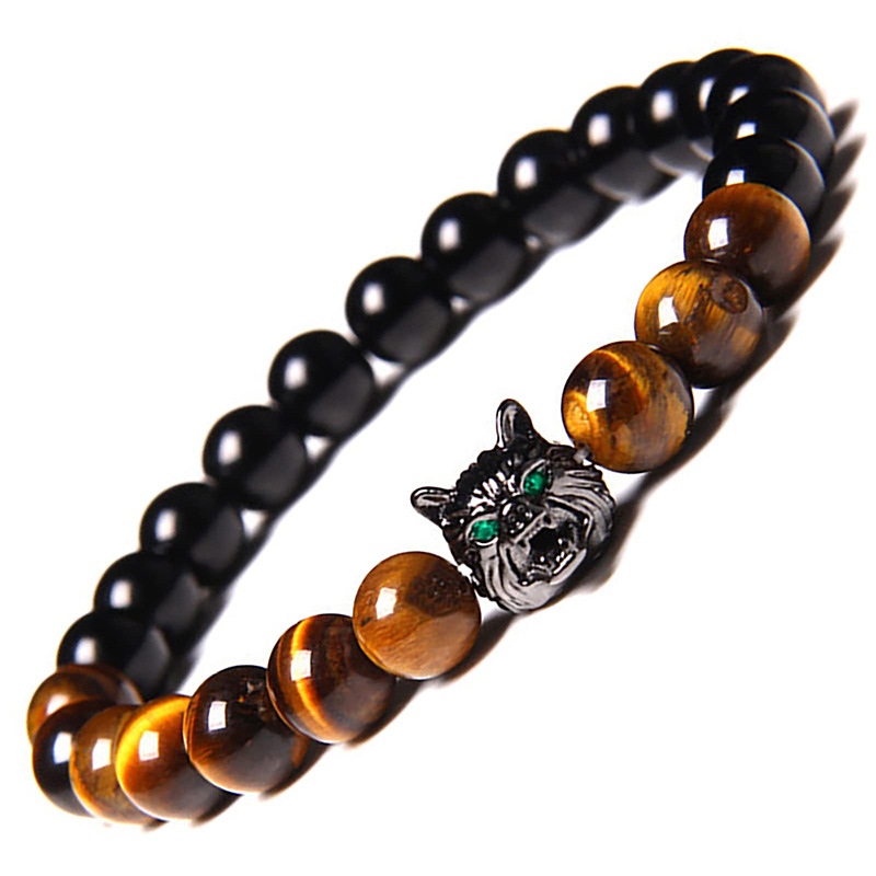Classic Style Round Natural Stone Tiger Eye Beaded Handmade Unisex Bracelets display picture 9