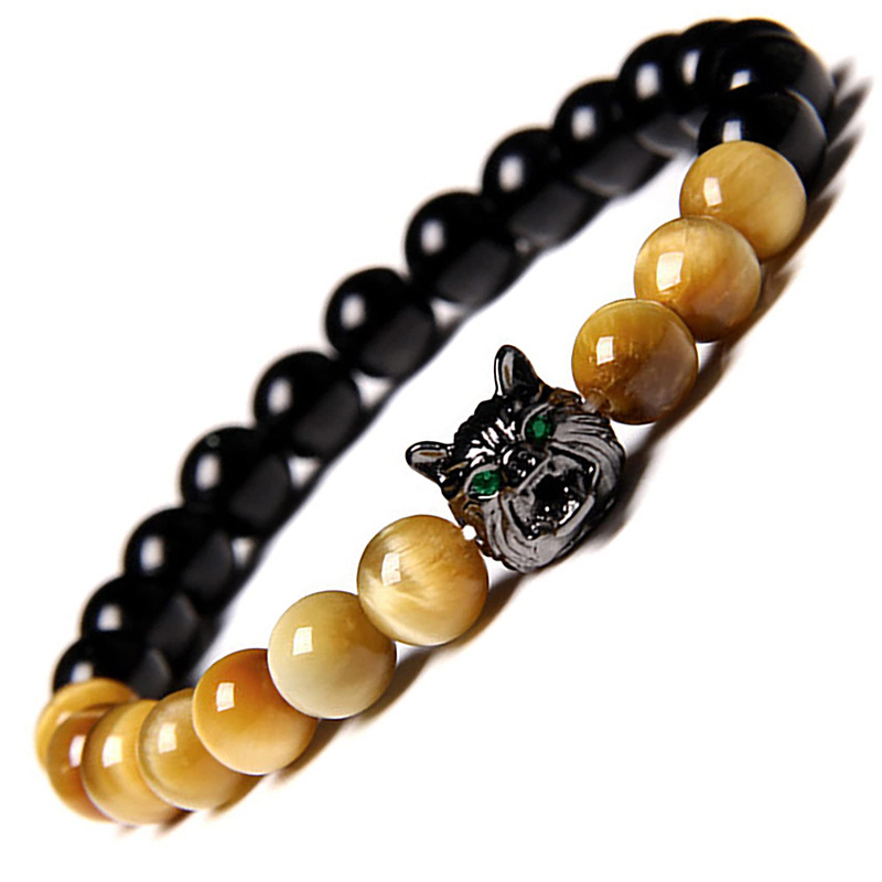 Classic Style Round Natural Stone Tiger Eye Beaded Handmade Unisex Bracelets display picture 10