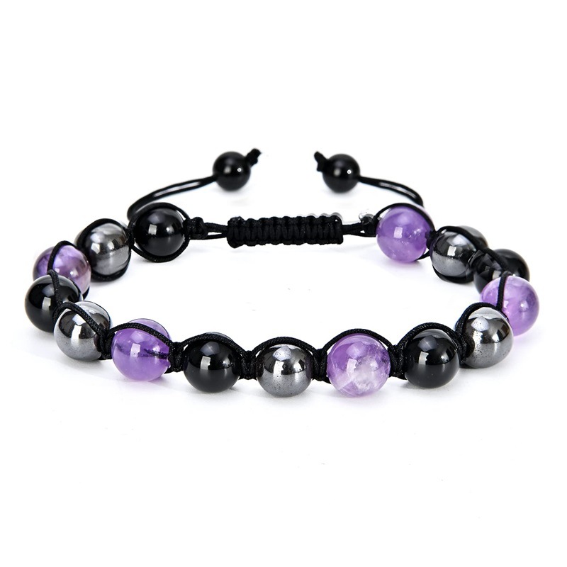 Simple Style Round Natural Stone Obsidian Beaded Women's Bracelets display picture 1