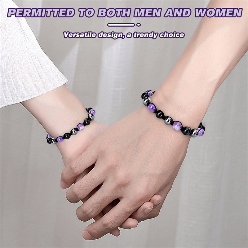 Simple Style Round Natural Stone Obsidian Beaded Women's Bracelets display picture 4