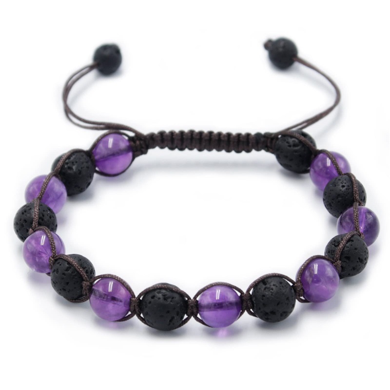 Simple Style Round Natural Stone Obsidian Beaded Women's Bracelets display picture 7