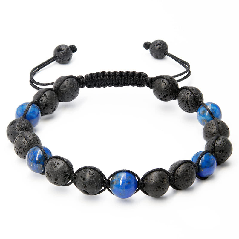 Simple Style Round Natural Stone Obsidian Beaded Women's Bracelets display picture 9