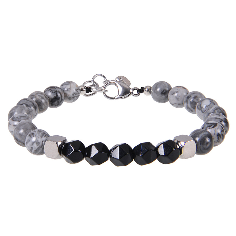 Commute Round Natural Stone Beaded Men's Bracelets display picture 1