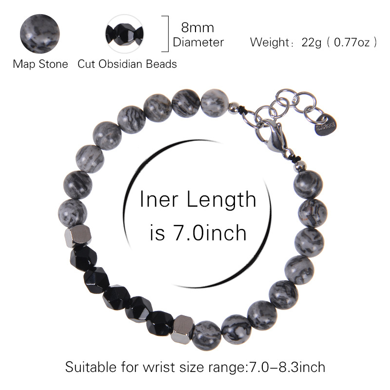 Commute Round Natural Stone Beaded Men's Bracelets display picture 4