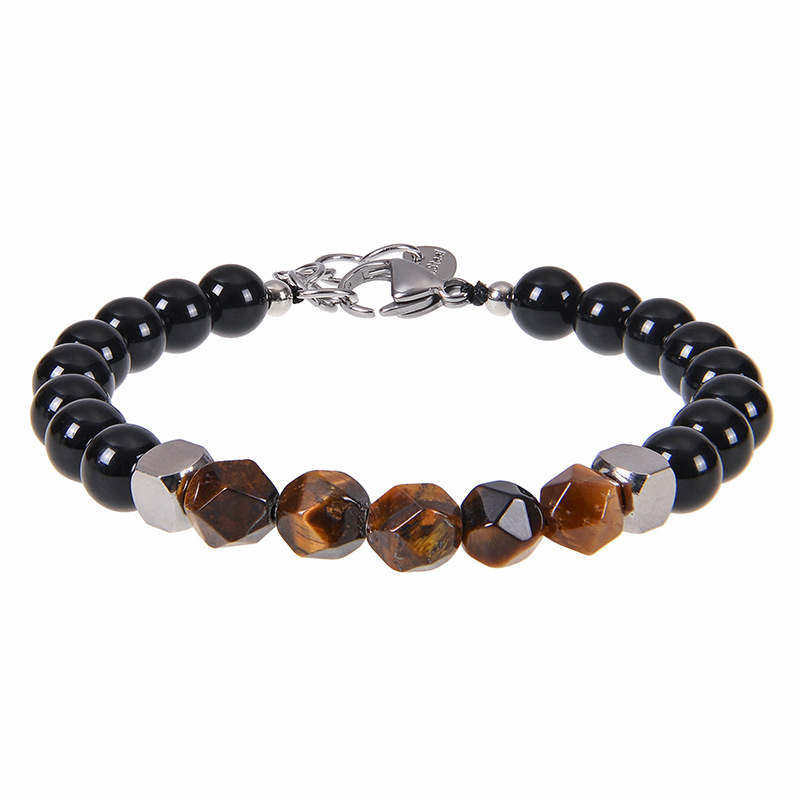 Commuer Rond La Pierre Naturelle Perlé Hommes Bracelets display picture 7