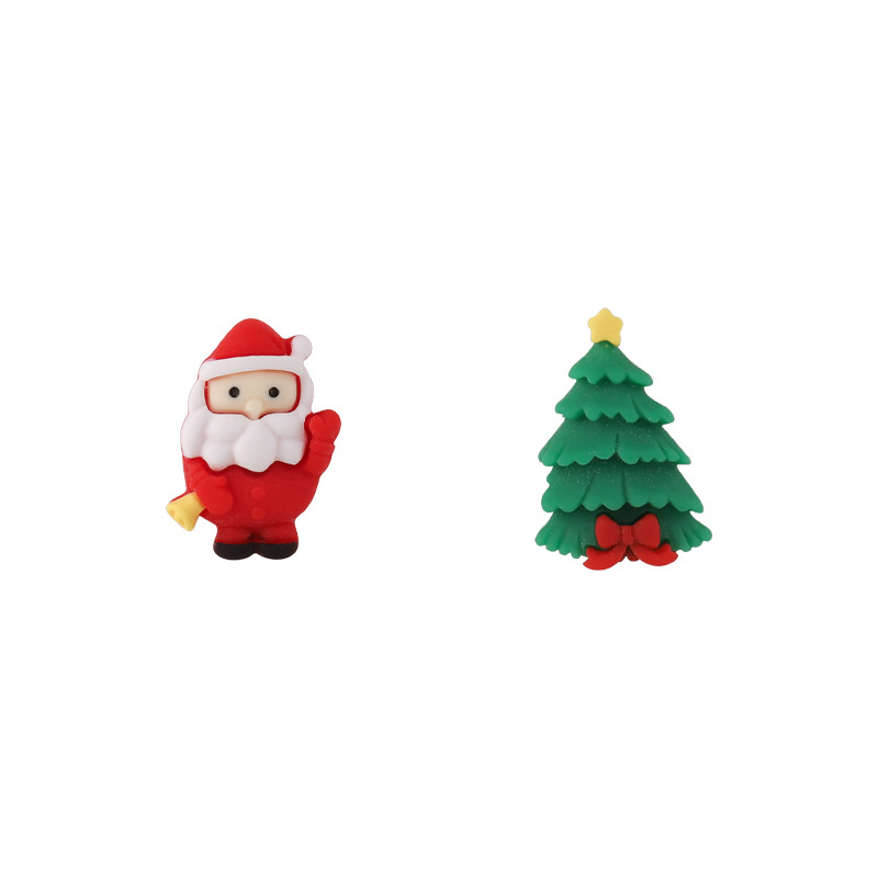 1 Pair Cute Santa Claus Asymmetrical Flakes Alloy Ear Studs display picture 16