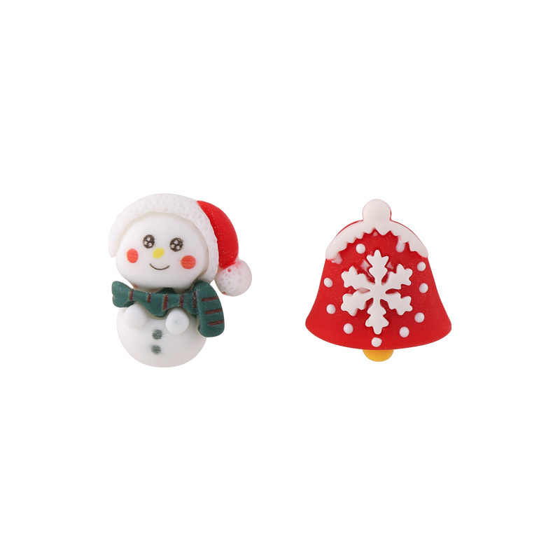 1 Pair Cute Santa Claus Asymmetrical Flakes Alloy Ear Studs display picture 17