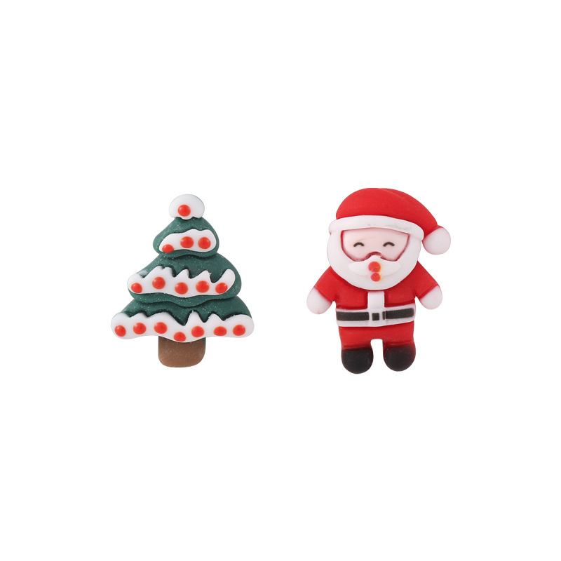 1 Pair Cute Santa Claus Asymmetrical Flakes Alloy Ear Studs display picture 18