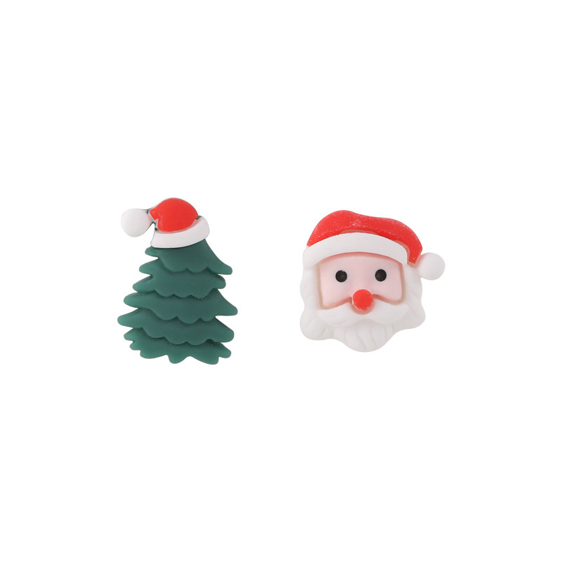 1 Pair Cute Santa Claus Asymmetrical Flakes Alloy Ear Studs display picture 15
