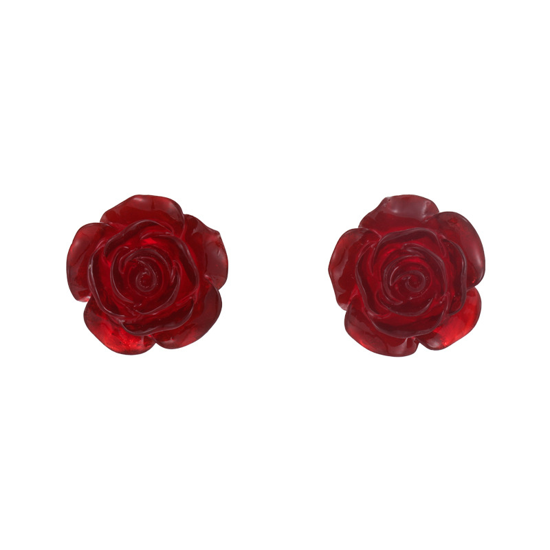 1 Paire Style Simple Rose Résine Synthétique Boucles D'oreilles display picture 2