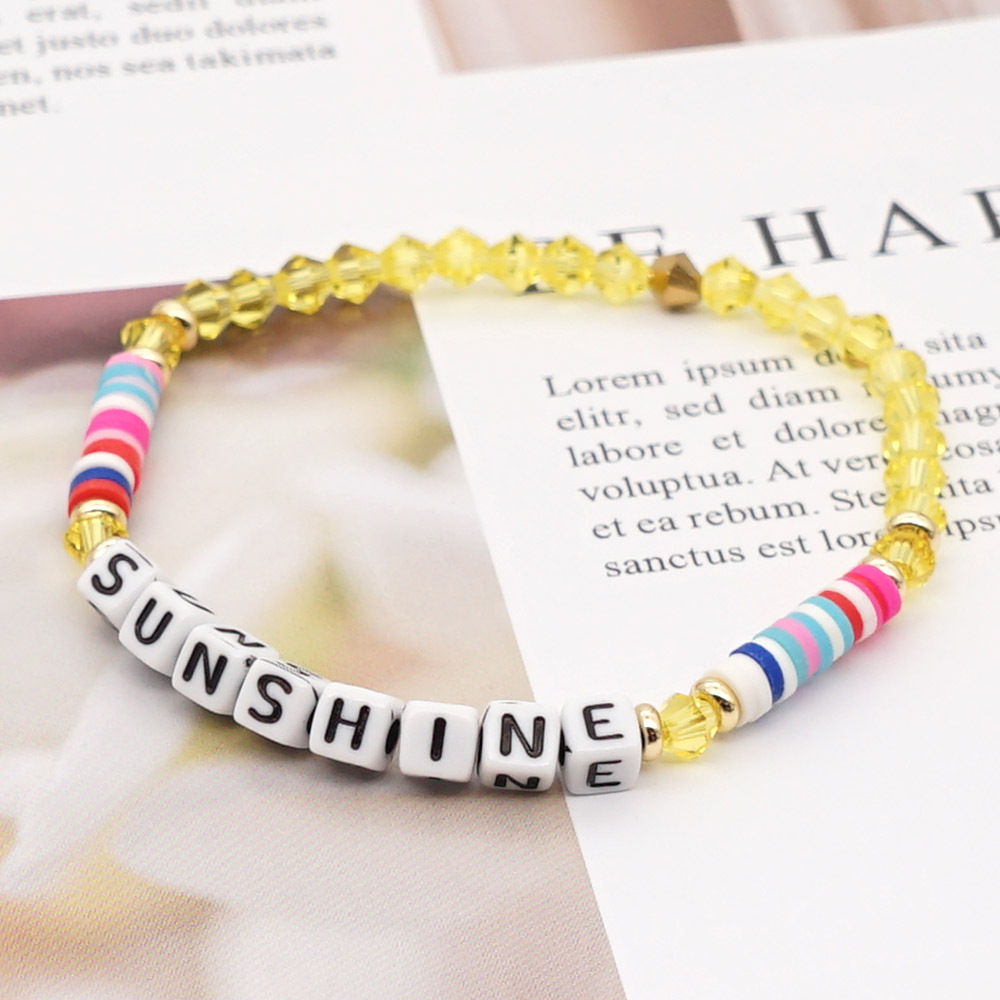 Vacation Letter Artificial Crystal Soft Clay Beaded Women's Bracelets display picture 3
