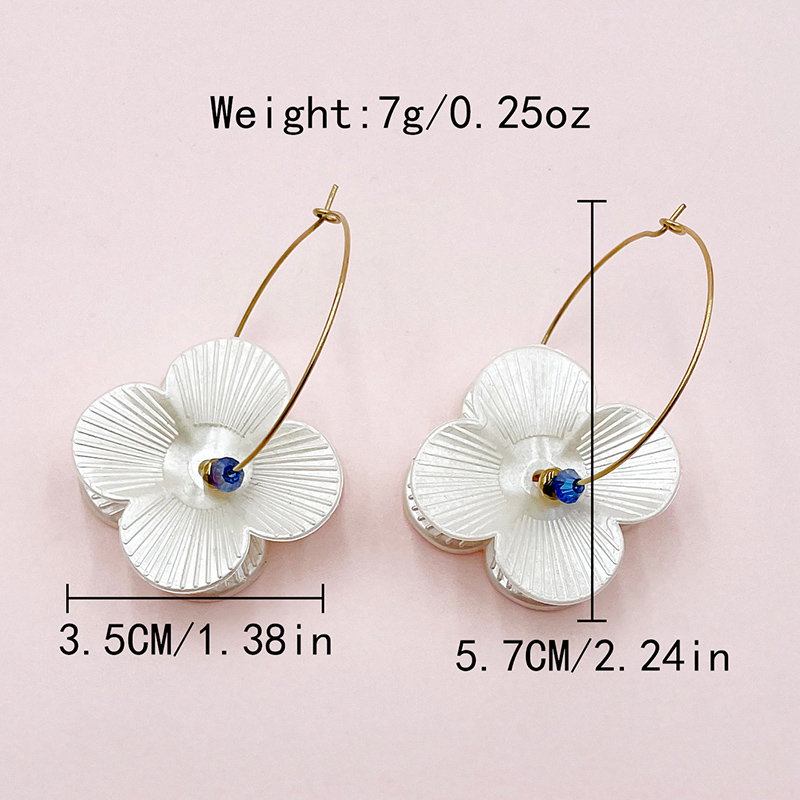 1 Pair Casual Commute Flower Plating 304 Stainless Steel Shell Natural Stone Crystal Gold Plated Earrings display picture 4