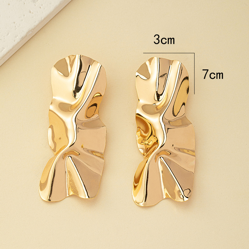 Wholesale Jewelry Casual Simple Style Solid Color Alloy 14k Gold Plated Plating Pleated Drop Earrings display picture 4