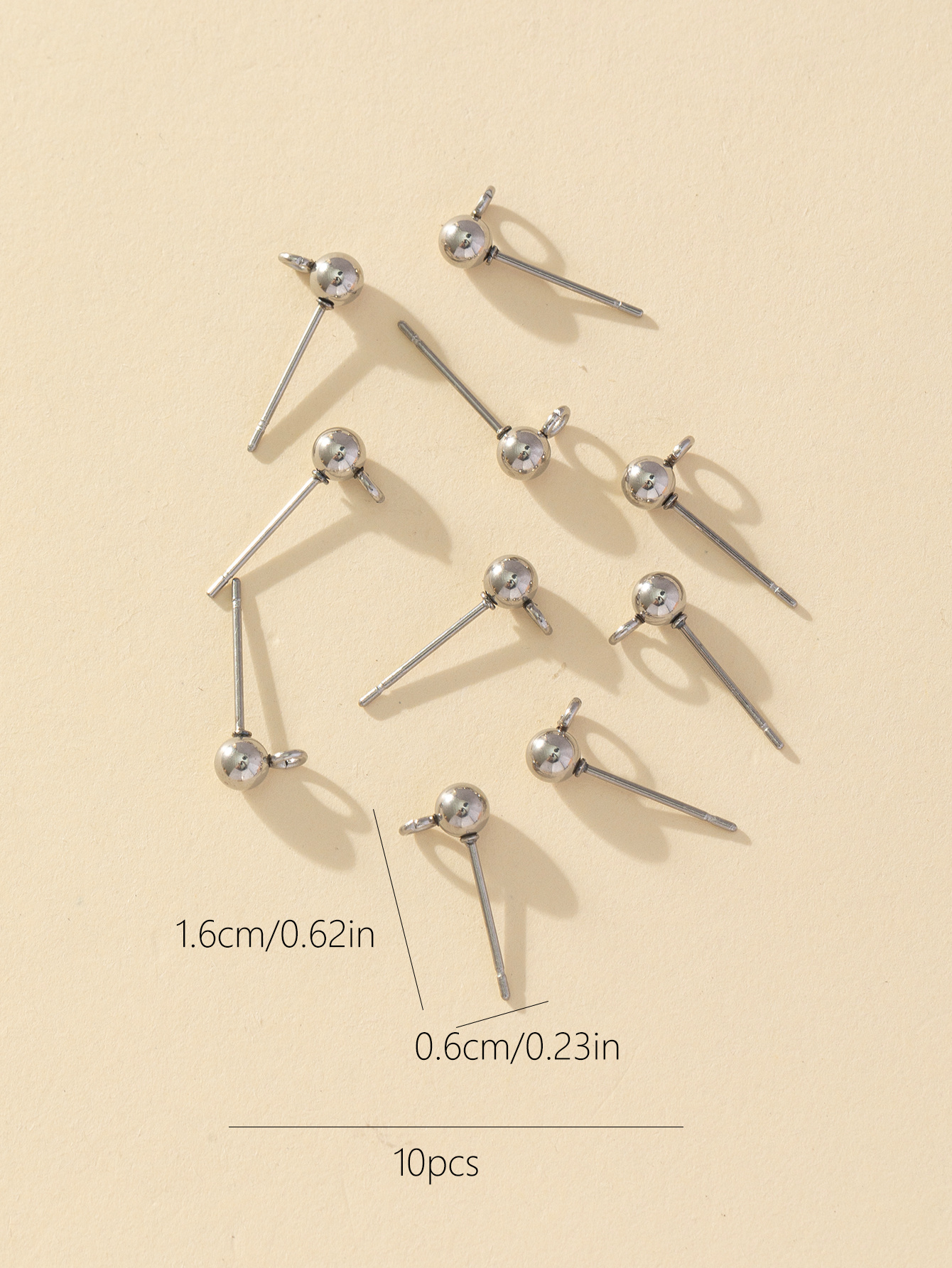 10 Pieces Simple Style Ball Stainless Steel Ear Studs display picture 4