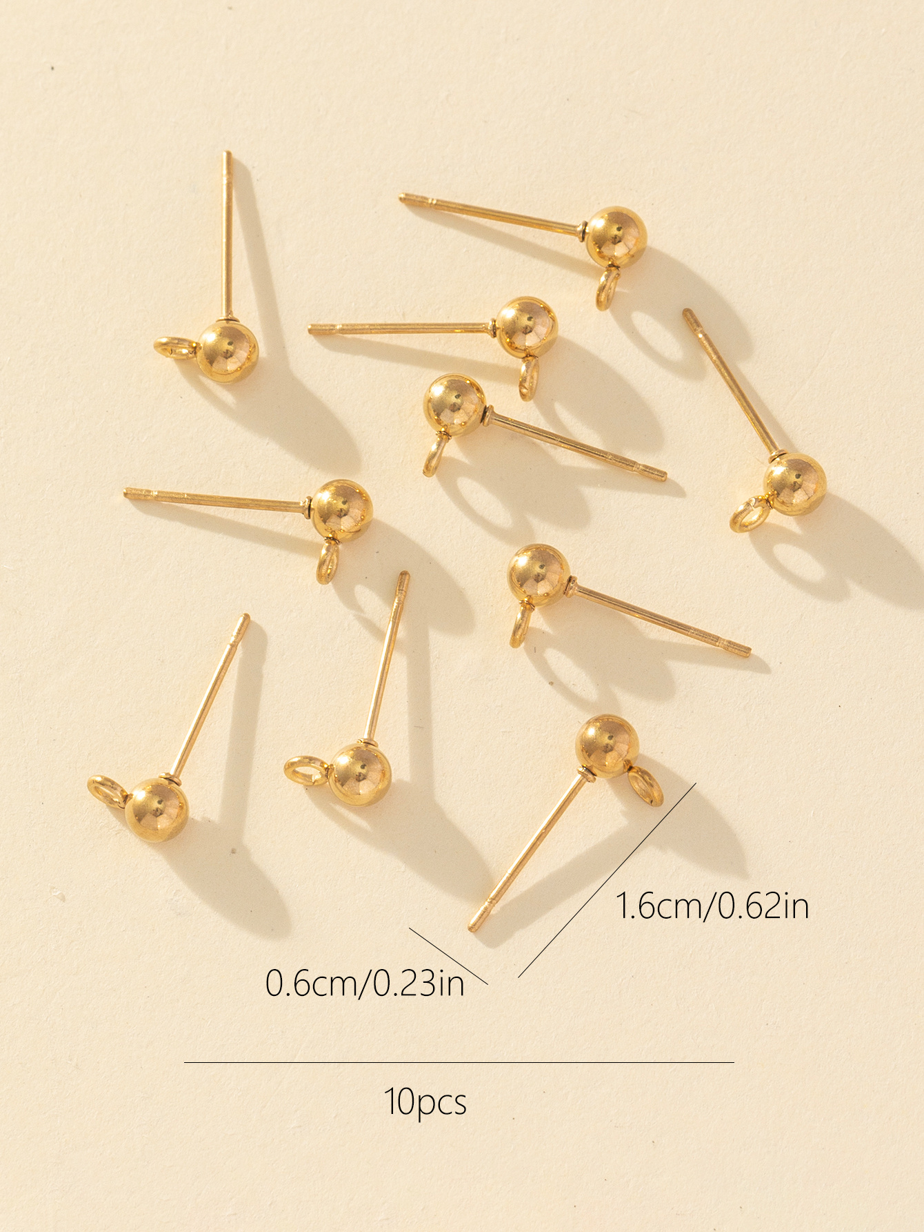 10 Pieces Simple Style Ball Stainless Steel Ear Studs display picture 7