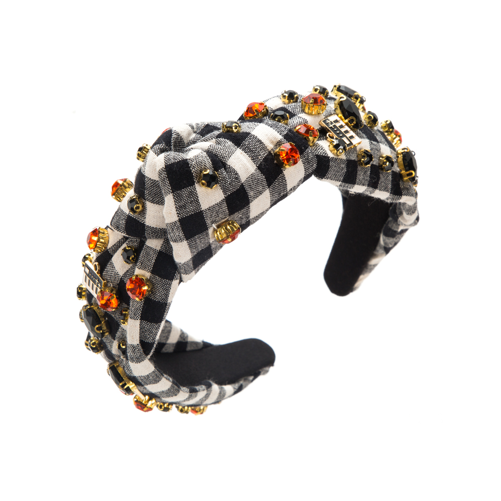 Classical Plaid Checkered Cloth Inlay Glass Hair Band display picture 6