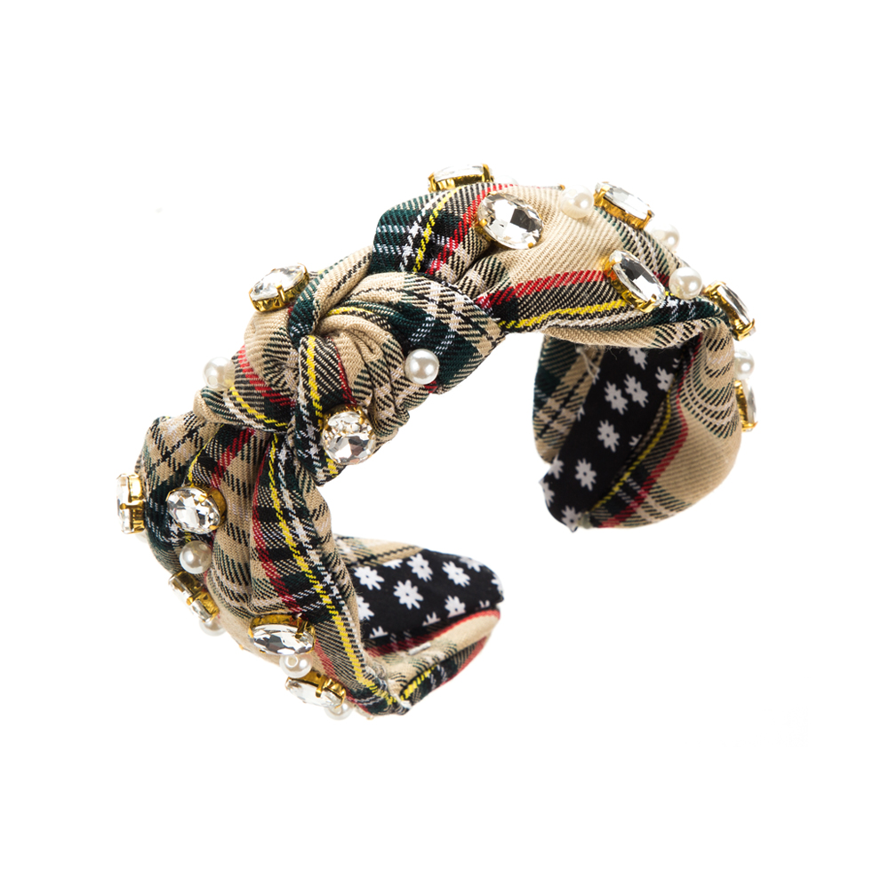 Classical Plaid Checkered Cloth Inlay Glass Hair Band display picture 5