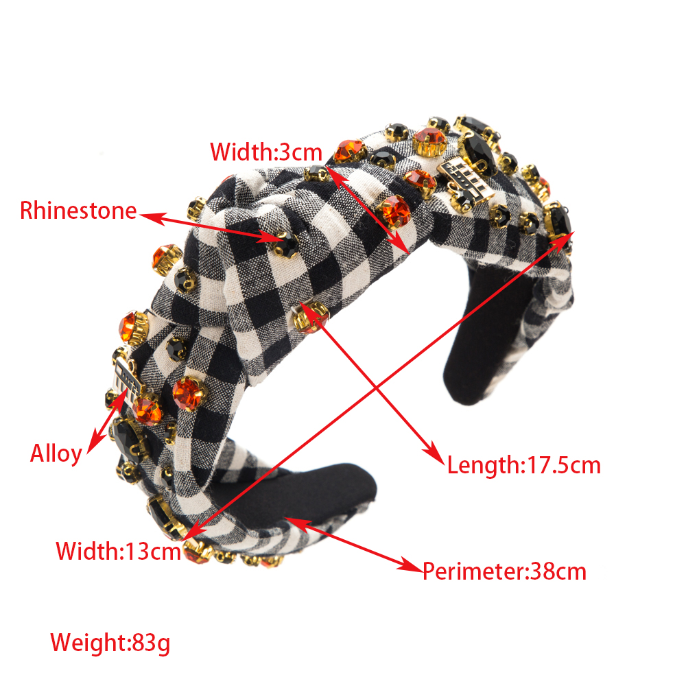 Classical Plaid Checkered Cloth Inlay Glass Hair Band display picture 1