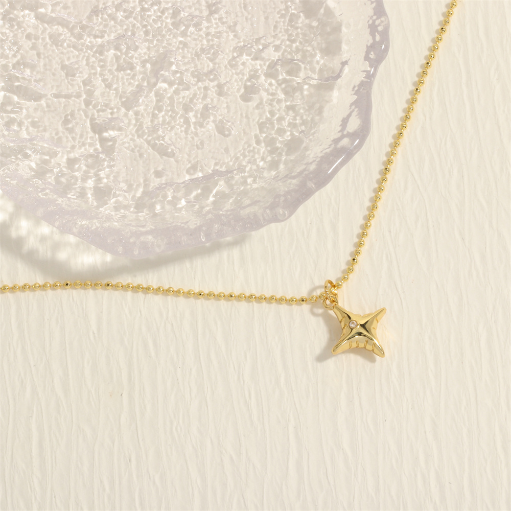 Einfacher Stil Stern Kupfer Überzug Inlay Zirkon 18 Karat Vergoldet Armbänder Halskette display picture 5
