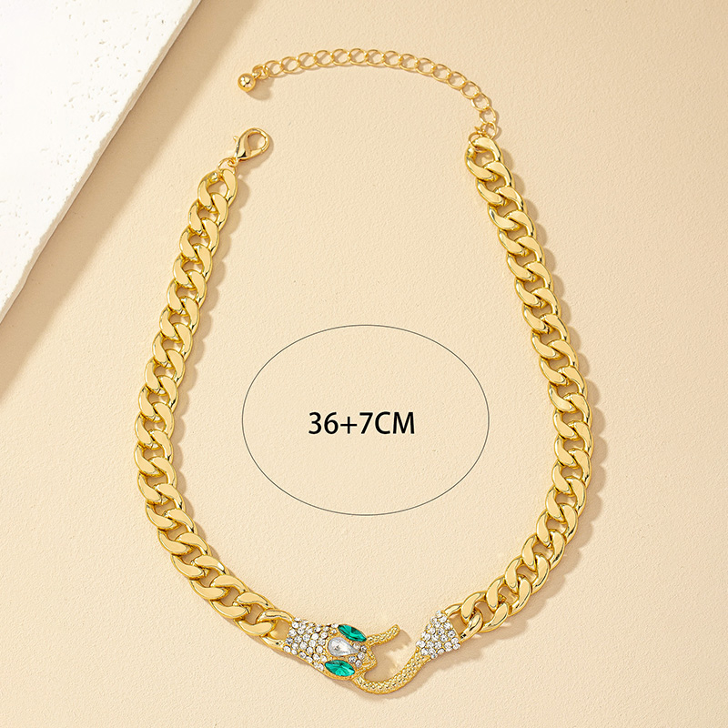 Rétro Style Cool Serpent Alliage Placage Incruster Strass Artificiels Plaqué Or 14k Femmes Collier display picture 2