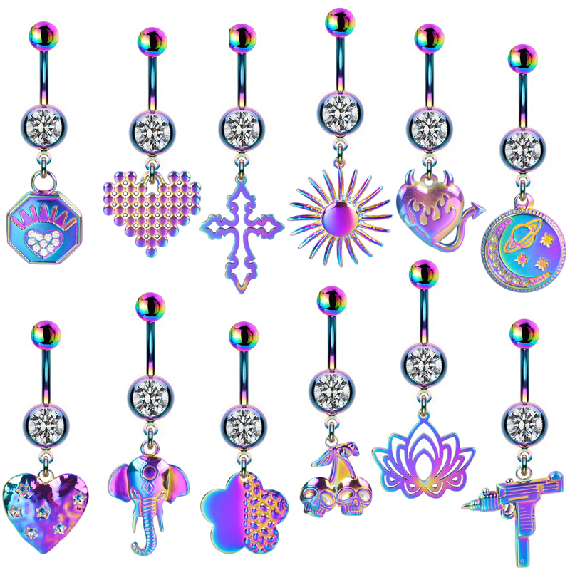 Casual Animal Sun Heart Shape Stainless Steel Copper Rhinestones Belly Ring In Bulk display picture 17