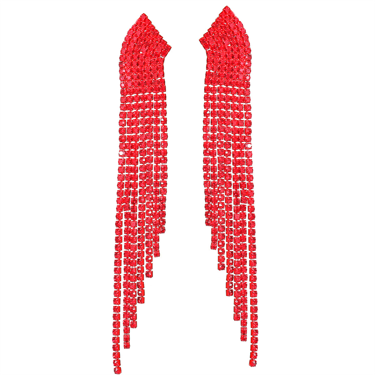 1 Pair Ig Style Shiny Tassel Plating Inlay Rhinestone Rhinestones Silver Plated Drop Earrings display picture 1