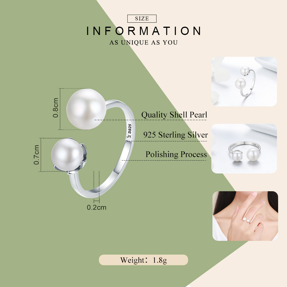 Casual Moon Sterling Silver Artificial Pearls Zircon Open Rings In Bulk display picture 1