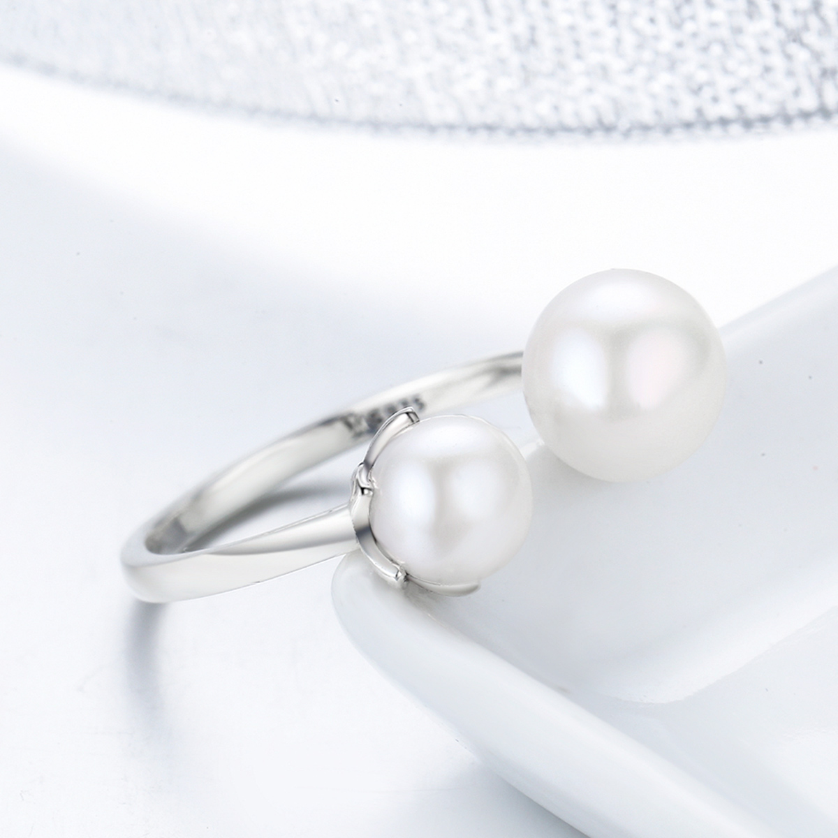 Casual Moon Sterling Silver Artificial Pearls Zircon Open Rings In Bulk display picture 2