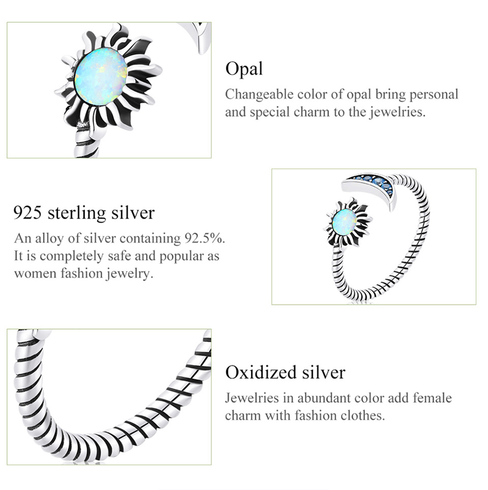 Casual Moon Sterling Silver Artificial Pearls Zircon Open Rings In Bulk display picture 8