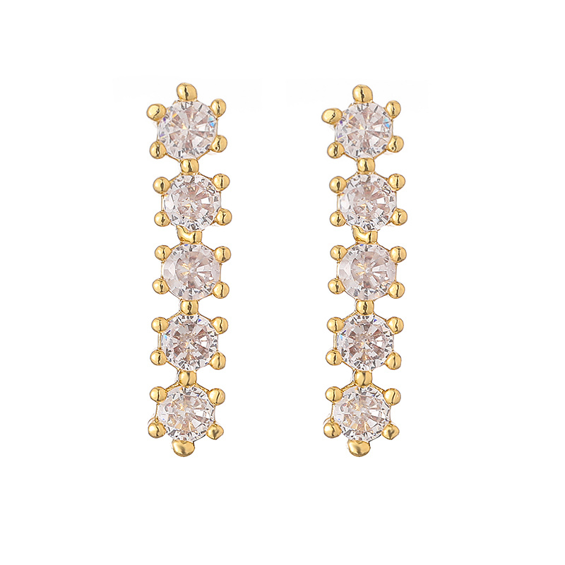 1 Pair Casual Modern Style Round Square Flower Plating Inlay Copper Zircon 18k Gold Plated Ear Studs display picture 13