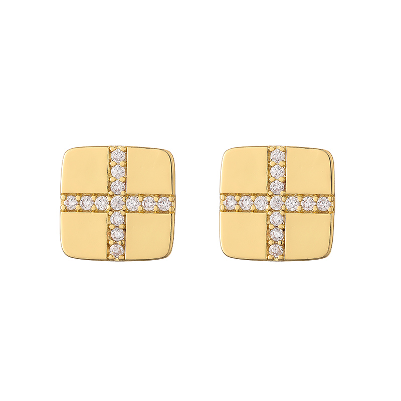 1 Paire Décontractée Style Moderne Rond Carré Fleur Placage Incruster Le Cuivre Zircon Plaqué Or 18k Boucles D'oreilles display picture 20