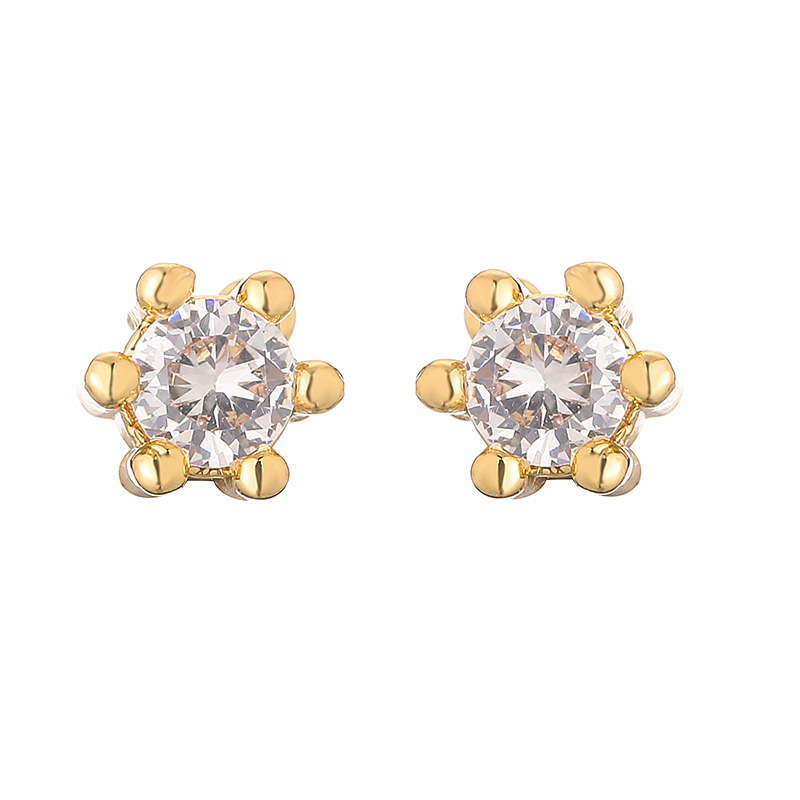 1 Pair Casual Modern Style Round Square Flower Plating Inlay Copper Zircon 18k Gold Plated Ear Studs display picture 11