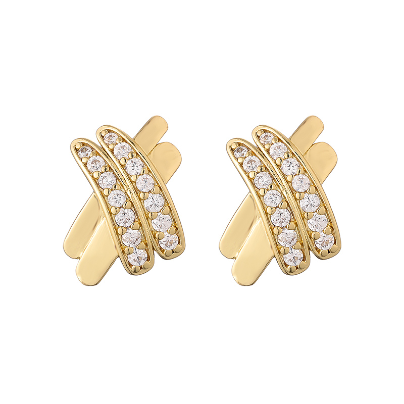 1 Paire Décontractée Style Moderne Rond Carré Fleur Placage Incruster Le Cuivre Zircon Plaqué Or 18k Boucles D'oreilles display picture 19