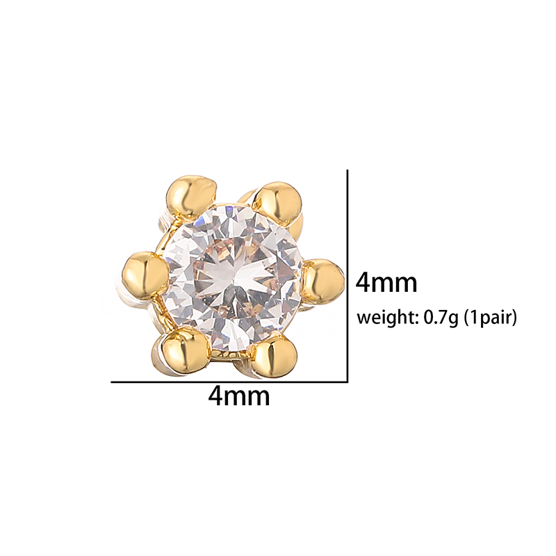 1 Paar Lässig Moderner Stil Runden Quadrat Blume Überzug Inlay Kupfer Zirkon 18 Karat Vergoldet Ohrstecker display picture 1