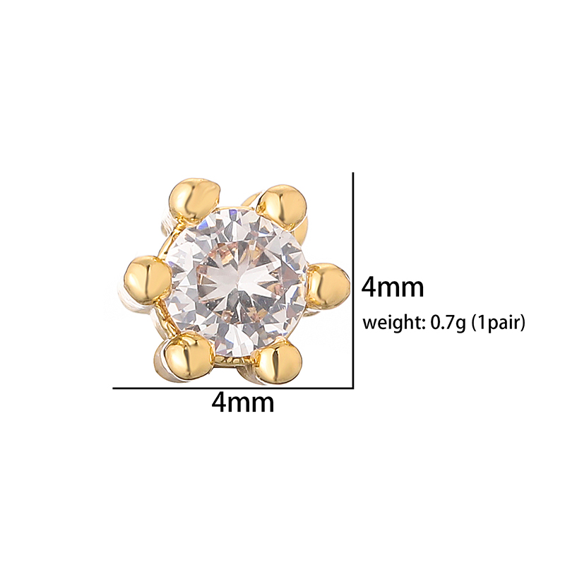 1 Pair Casual Modern Style Round Square Flower Plating Inlay Copper Zircon 18k Gold Plated Ear Studs display picture 1
