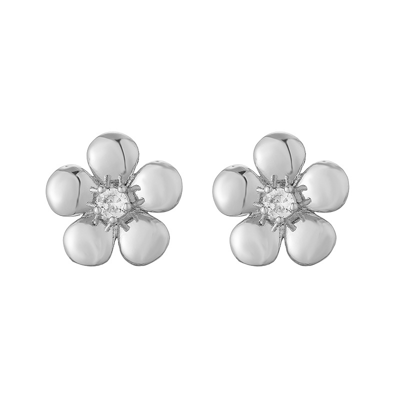 1 Pair Casual Modern Style Round Square Flower Plating Inlay Copper Zircon 18k Gold Plated Ear Studs display picture 9