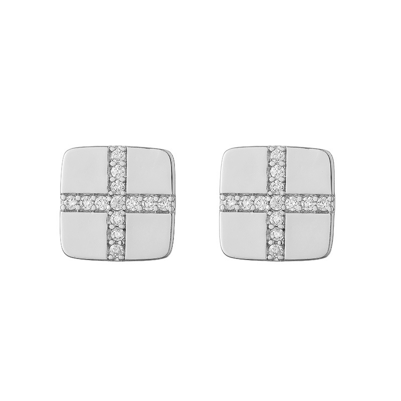 1 Pair Casual Modern Style Round Square Flower Plating Inlay Copper Zircon 18k Gold Plated Ear Studs display picture 14